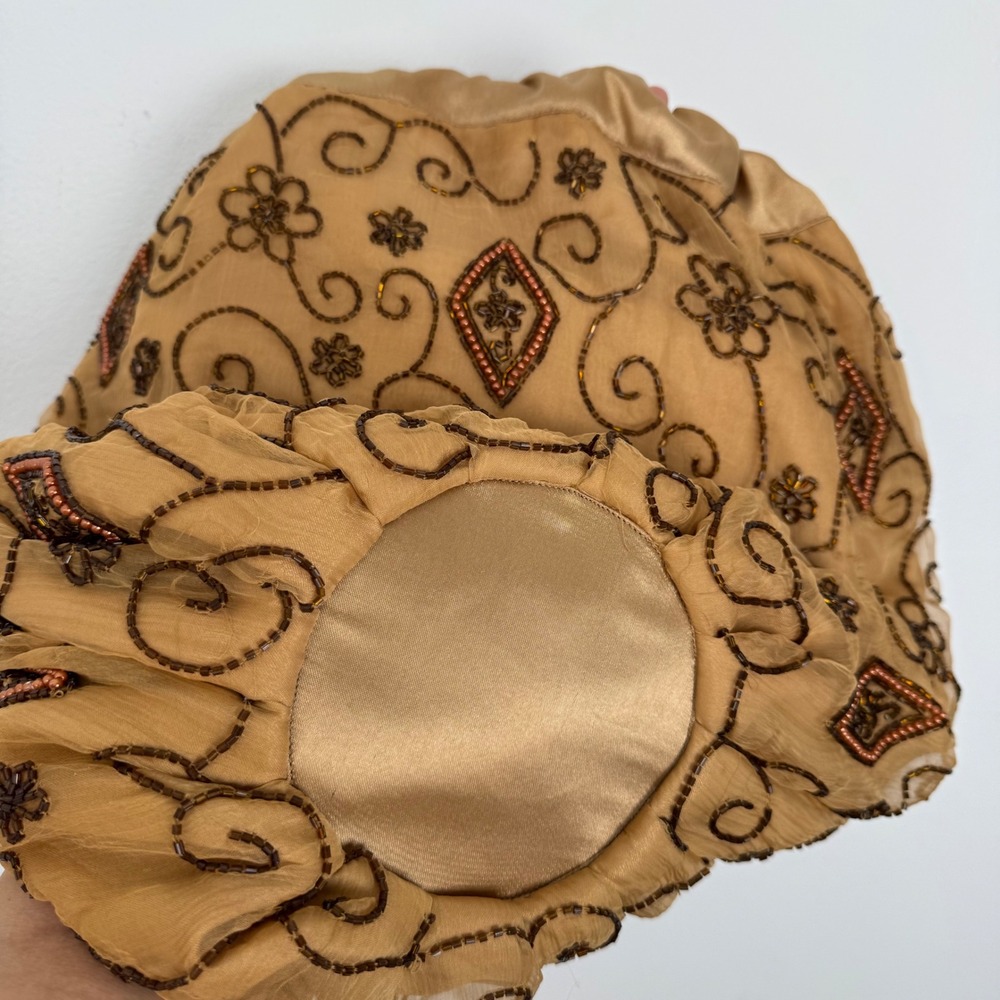 Treska Gold Beaded Silk Shoulder Bag Bohemian Floral Pouch Made in India NWT - Picture 10 of 10